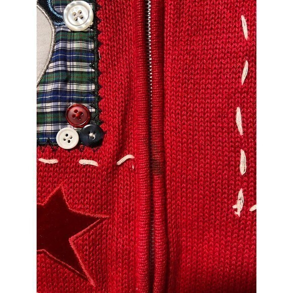 Vintage Basic Editions Women's Red Snowman Santa Claus Zip Up Sweater Small - Picture 8 of 11